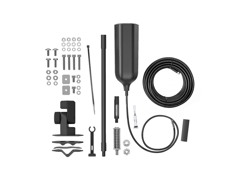 Overland Antenna and Mounting Bracket Knolling Image