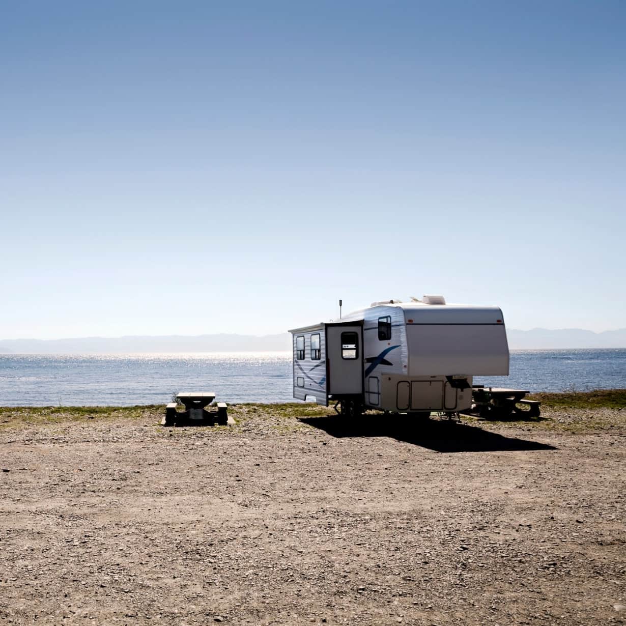 RV by the lake